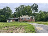 Traditional brick and siding home surrounded by mature trees needs renovation at 206 E Hurdle Rd, Morgantown, IN 46160