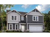 Two-story home with gray siding, white trim, and a two-car garage at 600 Bluestem Ln, New Whiteland, IN 46184