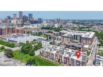 Aerial view of urban living with modern townhomes and convenient city access at 751 Switchyard Pl, Indianapolis, IN 46202