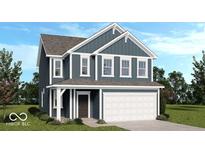 Charming two-story home with a covered front porch and a two-car attached garage at 7505 Firecrest Ln, Camby, IN 46113