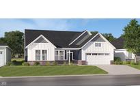 Charming one-story home showcasing a well-manicured lawn and attached two car garage at 5084 Foxley Park Ln, Avon, IN 46123