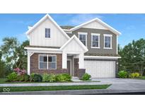 Charming two-story home with brick and gray siding, a covered entry, and an attached two-car garage at 19820 Moorpark Lndg, Noblesville, IN 46062