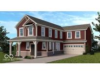 Charming two-story home with a covered front porch, gabled roof, and attached two-car garage at 15934 Meadow Frost Ct, Fishers, IN 46037