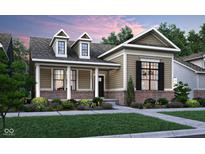 Charming home featuring a brick foundation, neutral siding, dormer windows and a welcoming front porch at 15352 Cardonia Rd, Fishers, IN 46037