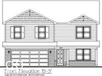 Detailed front elevation showing the two-story home with a two-car garage and covered porch at 2332 Pine Valley Dr, Plainfield, IN 46168