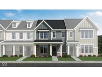 Charming townhome showcasing a stone foundation, gray siding, a black roof, and a covered entryway at 3933 Wren Dr, Brownsburg, IN 46112