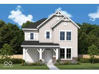 Charming two-story home featuring a covered porch and a beautifully landscaped front yard at 775 Rose Garden Way, Westfield, IN 46074