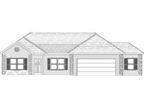 Front elevation of home featuring symmetrical windows, brick facade and attached two car garage at 1130 Constitution Dr, Edinburgh, IN 46124