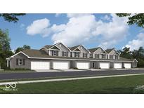 New construction townhomes with attached garages and neutral color scheme at 6253 Wasco Dr, Whitestown, IN 46075