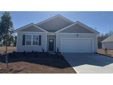 Gray house with a two-car garage and landscaping at 7207 Meadow Walk Loop, Loris, SC 29569