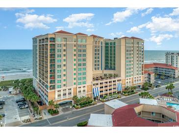 Stunning high-rise ocean-view condo building boasts luxurious architecture and prime beachfront location at 603 S Ocean Blvd. # 1002, North Myrtle Beach, SC 29582