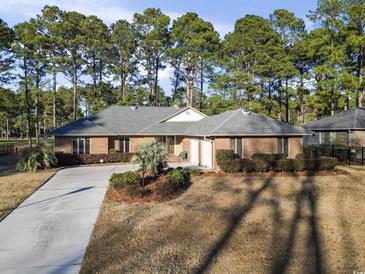 Brick ranch home with mature trees and a paved driveway at 8207 Timber Ridge Rd., Conway, SC 29526