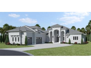 Stunning home featuring a grand entrance with columns, neutral paint, and a meticulously maintained lawn at 1526 Bellini Ct., Myrtle Beach, SC 29579