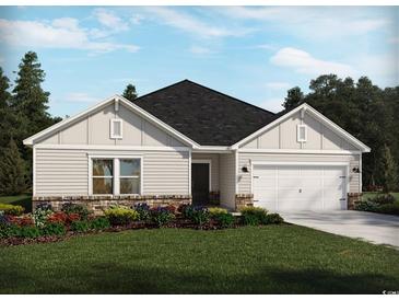 New single-story home with a two-car garage and landscaping at 5006 Riverton Ct, Myrtle Beach, SC 29579