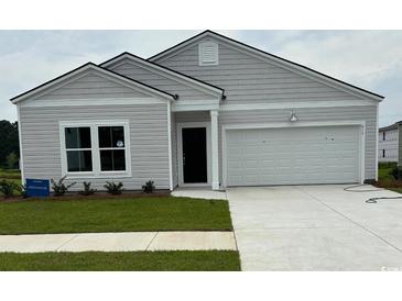 Gray siding one-story house with 2-car garage and landscaping at 1325 Palm Springs Paloma Dr, Longs, SC 29568