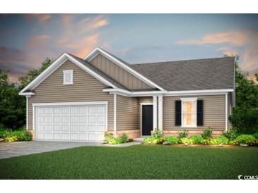 Two-story Craftsman style home with neutral siding and a two-car garage at 272 Hawks Run Dr., Calabash, NC 28467