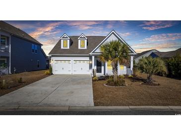 Two-story house with white siding, two-car garage, and palm trees at 692 Cherry Blossom Dr., Murrells Inlet, SC 29576