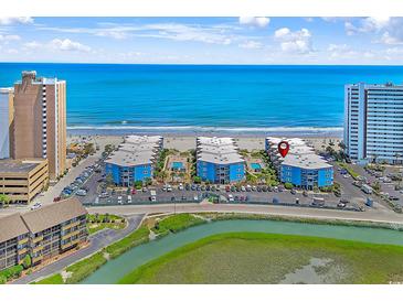 Aerial view of beachfront property, showing building location and surrounding area at 9520 Shore Dr. # 3B, Myrtle Beach, SC 29572