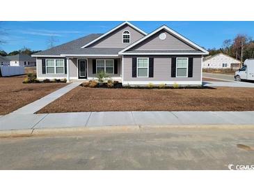 Gray house with a gray roof, landscaping, and a sidewalk leading to the front door at Tbd9 Casey Dr., Green Sea, SC 29545
