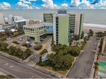 Beautiful aerial view of the Coral Beach Resort in Myrtle Beach with modern architecture and landscaping at 1105 South Ocean Blvd. # 852, Myrtle Beach, SC 29577