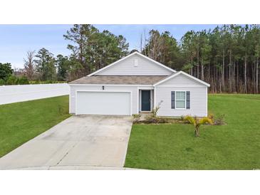 Charming single-story home featuring a well-manicured lawn, attached garage, and appealing curb appeal at 519 Grass Fern Ct., Longs, SC 29568