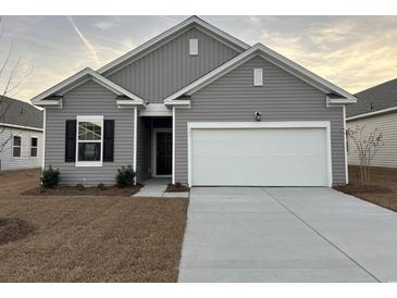 Charming one-story home with gray siding, a two-car garage, and a well-maintained lawn and driveway at 531 Tillage Ct., Conway, SC 29526