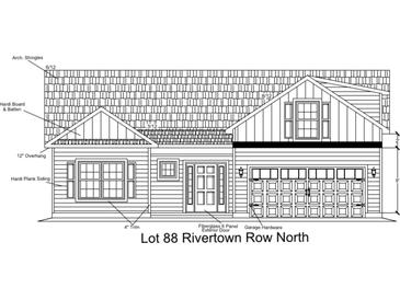 This is an exterior elevation showing the front of the home with a two car garage at 1200 Cypress Shoal Dr., Conway, SC 29526
