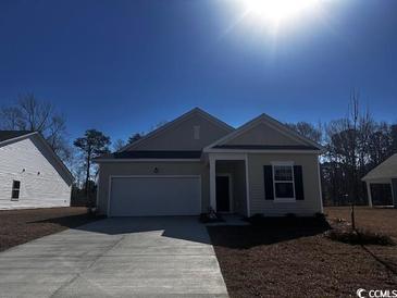 Charming single-story home featuring an attached garage, manicured lawn, and a welcoming front entrance at 668 Castillo Dr., Loris, SC 29569