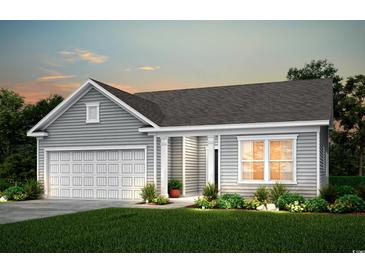 Charming home featuring a two-car garage, well-maintained lawn, and beautiful landscaping at 257 Hawks Run Dr., Calabash, NC 28467