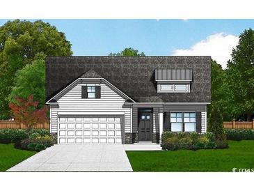 Charming single-Gathering home with a gray roof, attached garage, and manicured front yard landscaping at 516 Honeyhill Loop, Conway, SC 29526