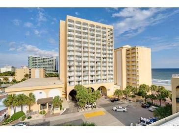 A charming exterior view of a resort building with a stunning beachside view at 1205 S Ocean Blvd. # 20409, Myrtle Beach, SC 29577