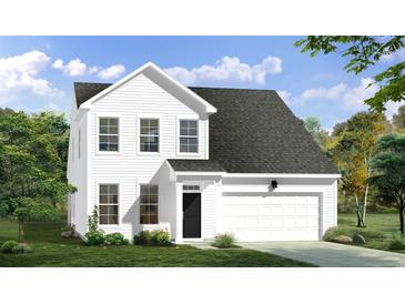 Charming two-story home with white siding, black door, and a well-manicured lawn at 454 Joseph St, Longs, SC 29568