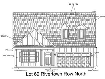 Detailed elevation showcasing the home's Hardi Board siding and Craftsman-style door at 1227 Cypress Shoal Dr., Conway, SC 29526