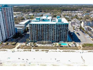 An attractive shot of the exterior of the condos and resort, and beach in Myrtle Beach, South Carolina at 1501 South Ocean Blvd. # 738, Myrtle Beach, SC 29577