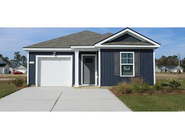 Charming single-story home with navy siding, white trim, and a convenient attached garage at 623 Culmen Ct., Myrtle Beach, SC 29588