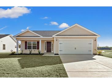 Charming single-story home featuring a two-car garage and a well-maintained front yard at 343 Barn Owl Way, Conway, SC 29527