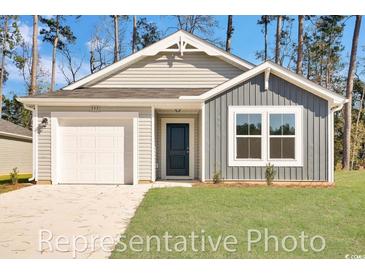 Charming single-story home with a one-car garage, well-maintained lawn, and inviting front entrance at 1106 Cherrystone Loop, Conway, SC 29526