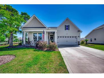 Charming single-story home with well-manicured lawn and inviting front porch with double car garage at 233 Astoria Park Loop, Conway, SC 29526