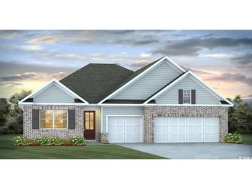 Charming two-story home with brick accents, gray siding, and a manicured lawn at 864 Ireland Dr., Longs, SC 29568