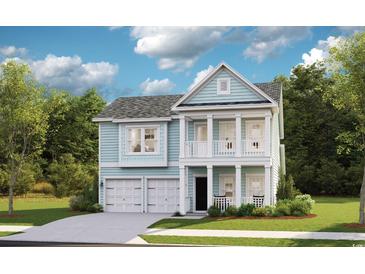 Charming two-story home with a welcoming front porch and a well-manicured lawn at 3300 Bay View Ct., North Myrtle Beach, SC 29582