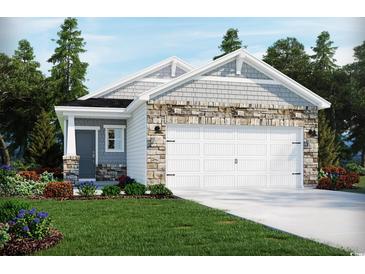 Charming single-Gathering home with stone accents, a two-car garage, and well-maintained landscaping at 875 Cypress Preserve Circle, Longs, SC 29568