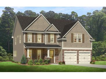 Charming two-story home features a two-car garage, brick accents, and a well-maintained lawn at 890 Ireland Dr., Longs, SC 29568