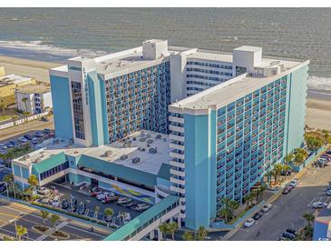 Stunning aerial view of the Landmark Resort Hotel with ocean views and convenient parking at 1501 S Ocean Blvd. # 320, Myrtle Beach, SC 29577