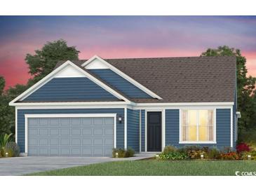 Charming blue single-Gathering home with a two-car garage and professionally landscaped yard at 2517 Watershed Way, Longs, SC 29568