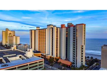 Stunning exterior view of an oceanfront condominium building at 2710 N Ocean Blvd. # 804, Myrtle Beach, SC 29577