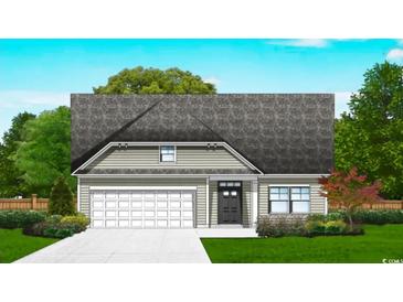 Charming single-story home features a 1-car garage, well-maintained lawn, and gray siding for a classic appeal at 4750 N Huckleberry Ln., Conway, SC 29526