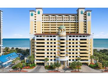 Camelot by the Sea resort is a high-rise condo building with ocean views and a parking garage at 2000 Ocean Blvd. N # Ph12, Myrtle Beach, SC 29577