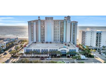 Beautiful exterior view of the beach front resort featuring a parking garage and well maintained landscape at 2311 S Ocean Blvd. # 430, Myrtle Beach, SC 29577
