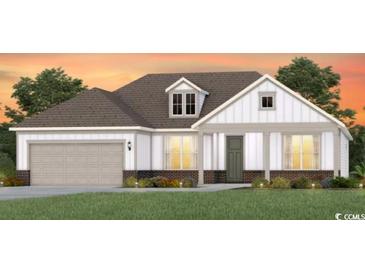 Charming single Gathering home featuring a two-car garage and manicured lawn at 9419 Long Meadow Way, Longs, SC 29568