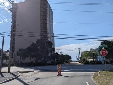 Street view showing the residence building and cross street at 7500 N Ocean Blvd. # 6061, Myrtle Beach, SC 29572